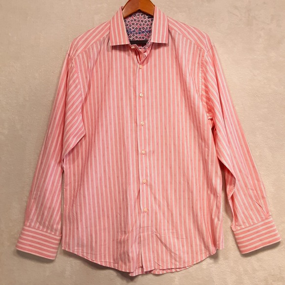 Robert Graham Other - Robert Graham Men's Pink Striped Long Sleeve Button Up Shirt Sz.XL/Musical Note